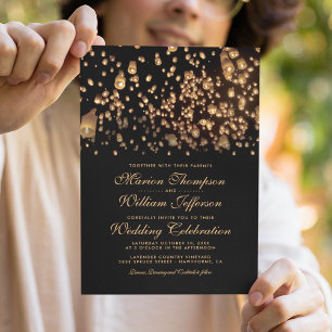Invitation Élégant Rustique Chandle Love Lanterns Mariage