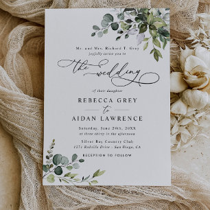 Invitation Elégant Rustique Eucalyptus Feuille Mariage de ver