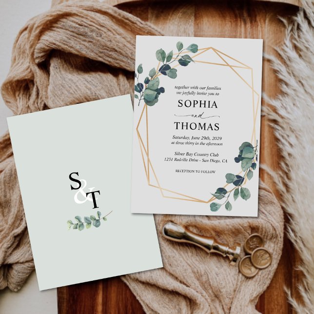 Invitation Elégant Rustique Eucalyptus Feuille Mariage de ver (Créateur téléchargé)