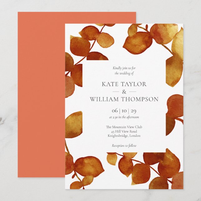 Invitation Elégant Rustique Eucalyptus Floral Mariage (Devant / Derrière)