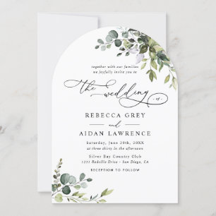 Invitation Elégant Rustique Eucalyptus Vert Mariage Arché