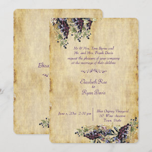 Invitation Élégant, rustique, Mariage viticole