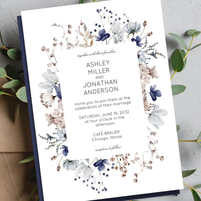 Invitation Élégant Rustique moderne Mariage Fleur sauvage (Créateur téléchargé)
