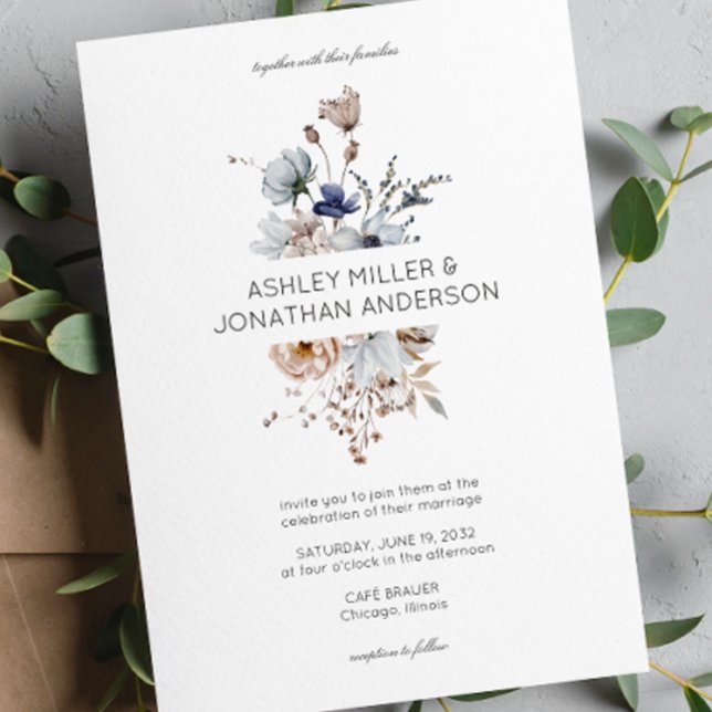 Invitation Élégant Rustique moderne Mariage Fleur sauvage (Créateur téléchargé)