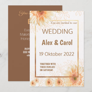 Invitation Elégant rustique simple beige brun mariage