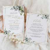 Invitation Élégant Rustique tout-en-un Mariage de verdure or