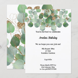 INVITATION ÉLÉGANT SAGE EUCALYPTUS ANNIVERSAIRE
