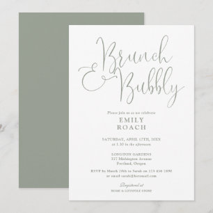 Invitation Elégant Sage Green Brunch Et Fête des mariées Bubb