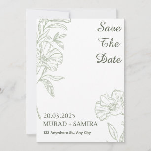 Invitation Elegant Sage Green Floral Save the Date Card