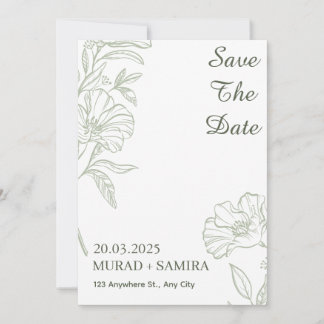 Invitation Elegant Sage Green Floral Save the Date Card