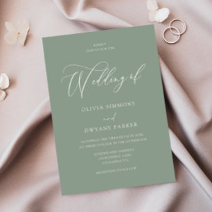 Invitation Élégant Sage Green Mariage moderne