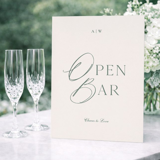 Invitation Elegant Sage Green Open Bar Sign (Créateur téléchargé)