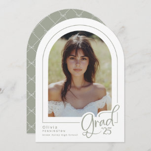 Invitation Elégant Sage Simple Arch Photo 2025 Grad