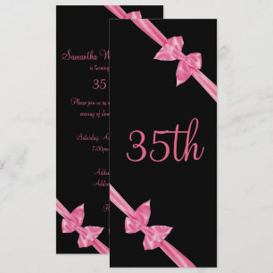 Invitation Elégant Satin Rose annonce 35e anniversaire