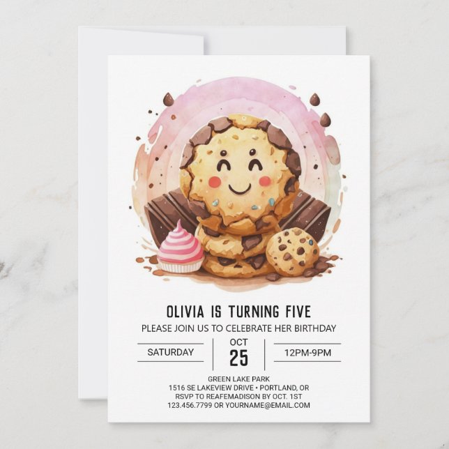 Invitation Élégant Saupoudrer Girly Cookies Anniversaire (Devant)