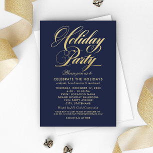Invitation Élégant scénario de fête de fin d'année bleu marin