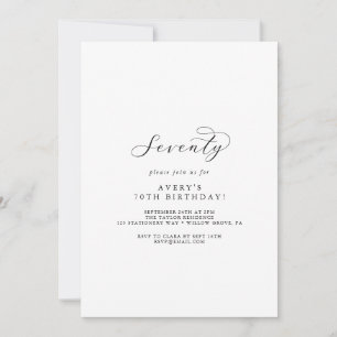 Invitation Élégant Script 70e fête d'anniversaire
