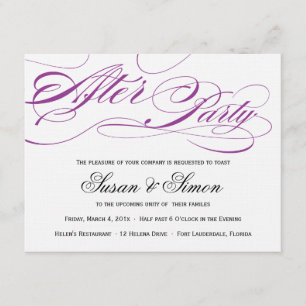 Invitation Élégant Script après l'invitation de la fête Purpl