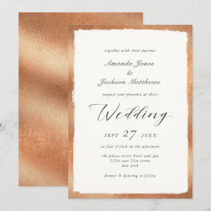 Invitation Élégant script avec bord en cuivre Mariage minimal