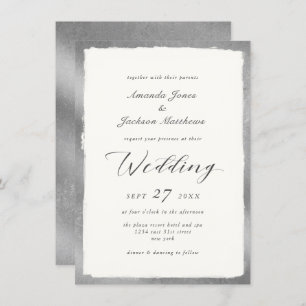 Invitation Élégant script avec Mariage semi-formel argent