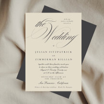 Élégant Script Beige Charbon Formal Le Mariage