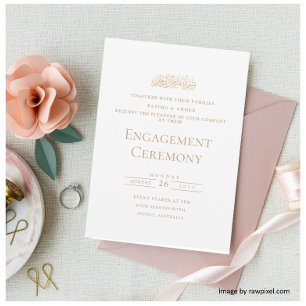 Invitation Élégant Script Blanc Gold Musulman Parti d'engagem