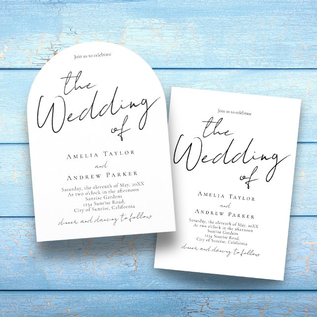 Invitation Élégant script Calligraphie Photo QR Code Mariage (Créateur téléchargé)