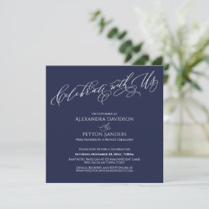 Invitation Elegant Script Célébrez avec nous Bleu marine