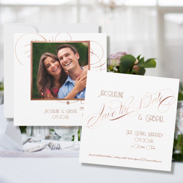 Invitation Élégant Script classique Calligraphie Rose Gold Ph (Créateur téléchargé)