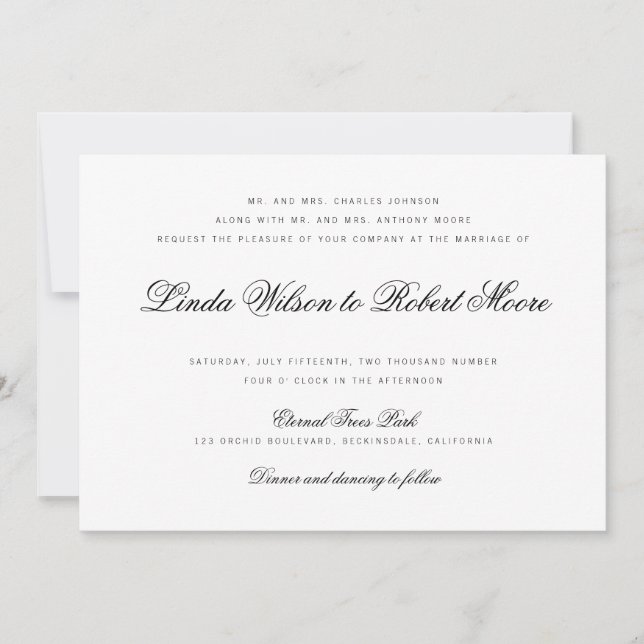 Invitation Élégant Script Classy Mariage traditionnel (Devant)