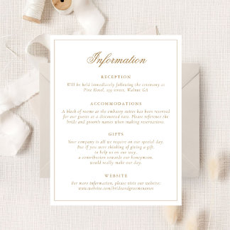 Invitation Élégant script de calligraphie Gold Détails du Mar