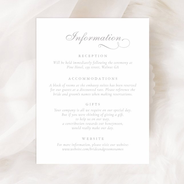 Invitation Élégant script de calligraphie Informations Mariag (Créateur téléchargé)