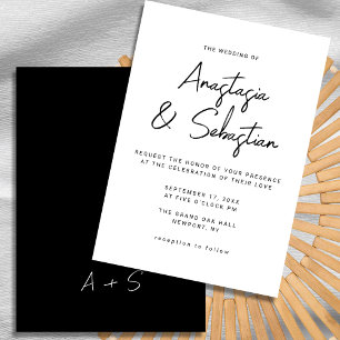 Invitation Élégant script de calligraphie Mariage noir et bla