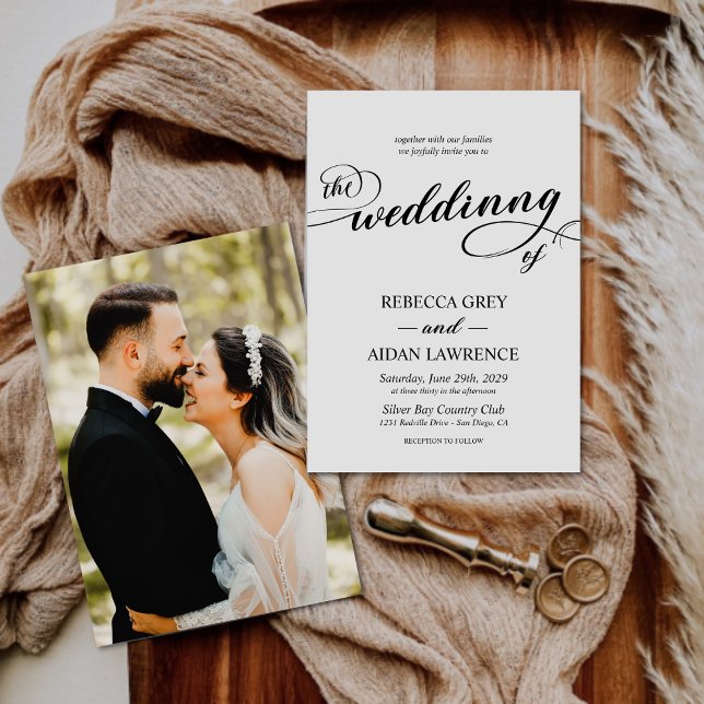 Invitation Élégant script de calligraphie Monogramme Mariage  (Créateur téléchargé)