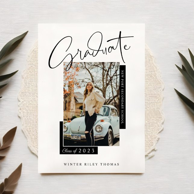 Invitation Élégant Script de fin d'études superposition photo (Stylish Graduate Script Overlay Photo Graduation Invitation)