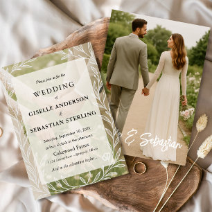 Invitation Élégant script de photo romantique Mariage moderne