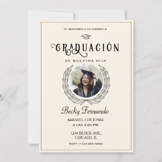 Invitation Élégant script d'invitation des diplômés espagnols