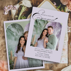 Invitation Élégant Script Double face Photo Party