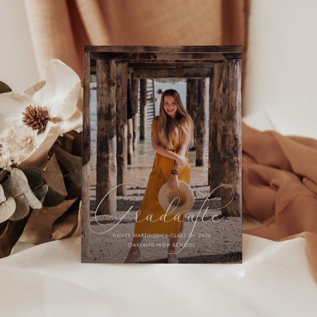 Invitation Élégant Script Dusty Rose Photo Graduation Party (Créateur téléchargé)