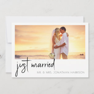 Invitation Élégant Script élégant 4 Photo Juste Marié Eloped