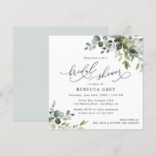 Invitation Élégant Script Eucalyptus Fête des mariées verte
