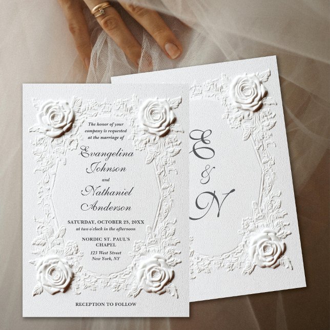 Invitation Élégant Script Faux Embossés Rose Mariage formel (Créateur téléchargé)