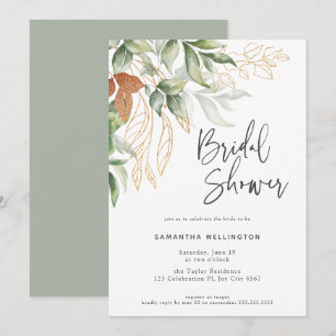 Invitation Élégant Script Fête des mariées d'aquarelle botani