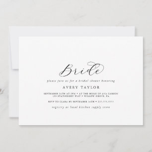 Invitation Élégant script Fête des mariées de mariée horizont