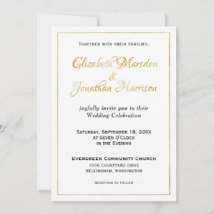 Invitation Élégant Script Gold Formal Ecriture Religieux