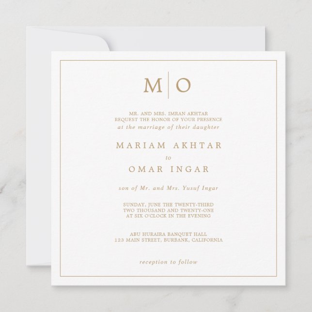 Invitation Elegant Script Gold Monogram (Devant)