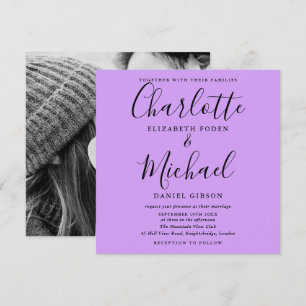 Invitation Élégant Script Lavender Lilac Orchid Mariage Photo