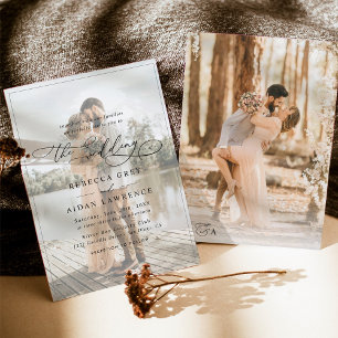 Invitation Élégant script Mariage photo moderne