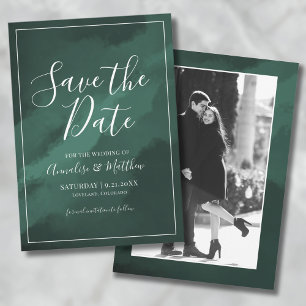 Invitation Élégant Script mariage vert Enregistrer la date