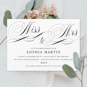 Invitation Élégant Script Miss à Mme Fête des mariées
